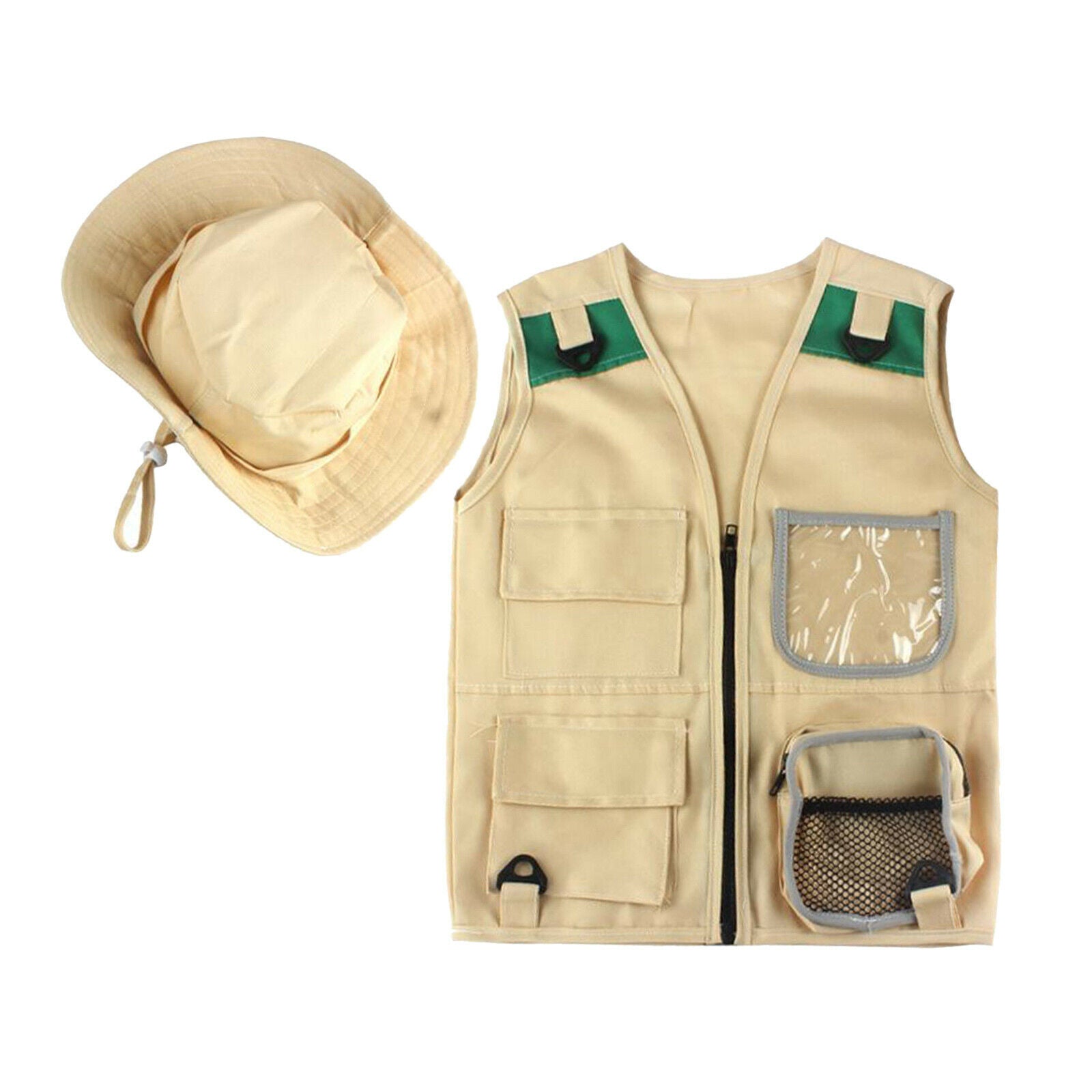 Durable Toddlers Cargo Vest and Hat Set Safari Costume for 3-7 Year Olds