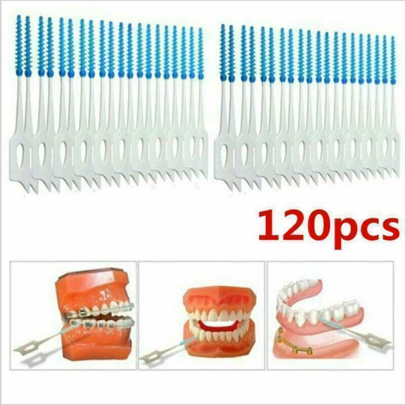 120PCS Dual Toothpick Oral Interdental Cleaner Teeth Floss Dental Gum Brush Sets