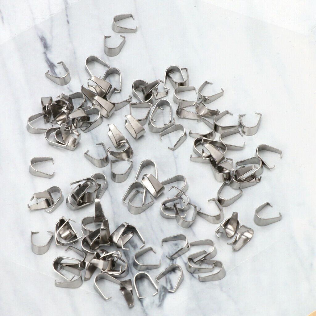 60Pcs Pinch Clip Bail Clasp Dangle Charm Bead Pendants Connectors Jewelry Making