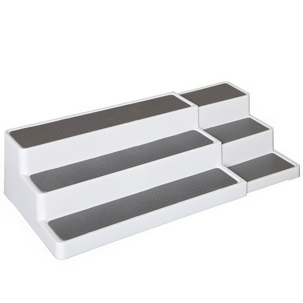 3-Tier Gray Cabinet Spice Shelf Non-Skid Rack Organizer Spice Jar Rack