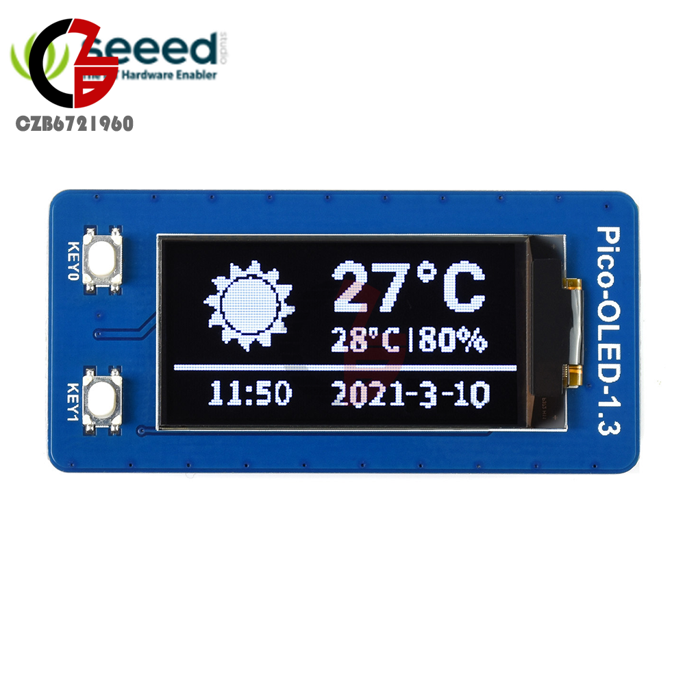 1.3inch OLED Display Module For Raspberry Pi Pico 64×128 SPI/I2C SH1107 By Seeed