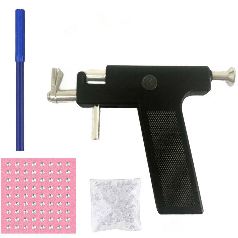 98pcs Studs Set Professional Steel Ear Nose Navel Body Piercing Gun Kit Tool