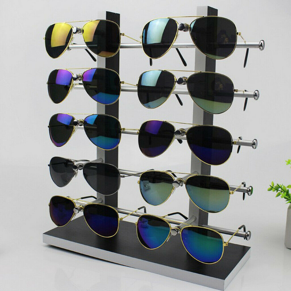 2 Pieces Sunglasses Display Stand Glass Eyewear Storage Rack for 10Pairs