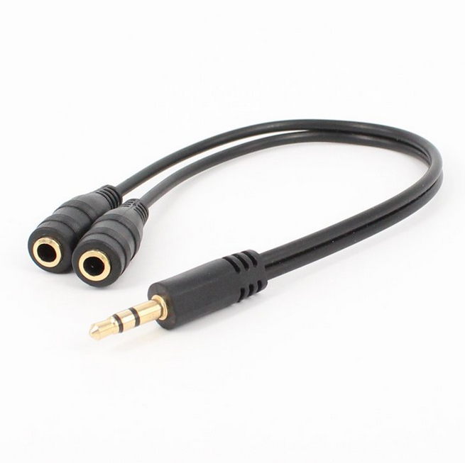 Audio Splitter Y Cable Jack Male to 2 Female M/F 3.5mm Stereo Earphone Headphone