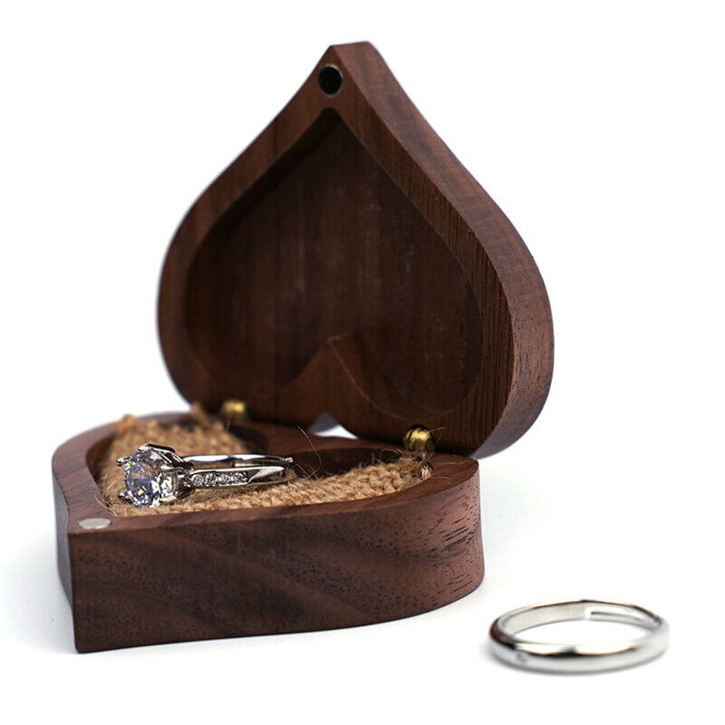Wood Rings Jewelry Organizer Display Case  Storage Wedding Lover Walnut B.l8