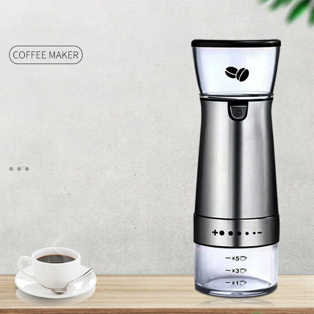 Adjustable USB Electric Coffee Grinder Home Office Use Stainless Steel Tool