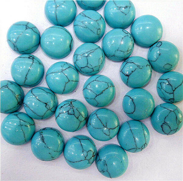 100Pcs 12mm Wholesale Green Turquoise Round Cab Cabochon Accessories HH7078