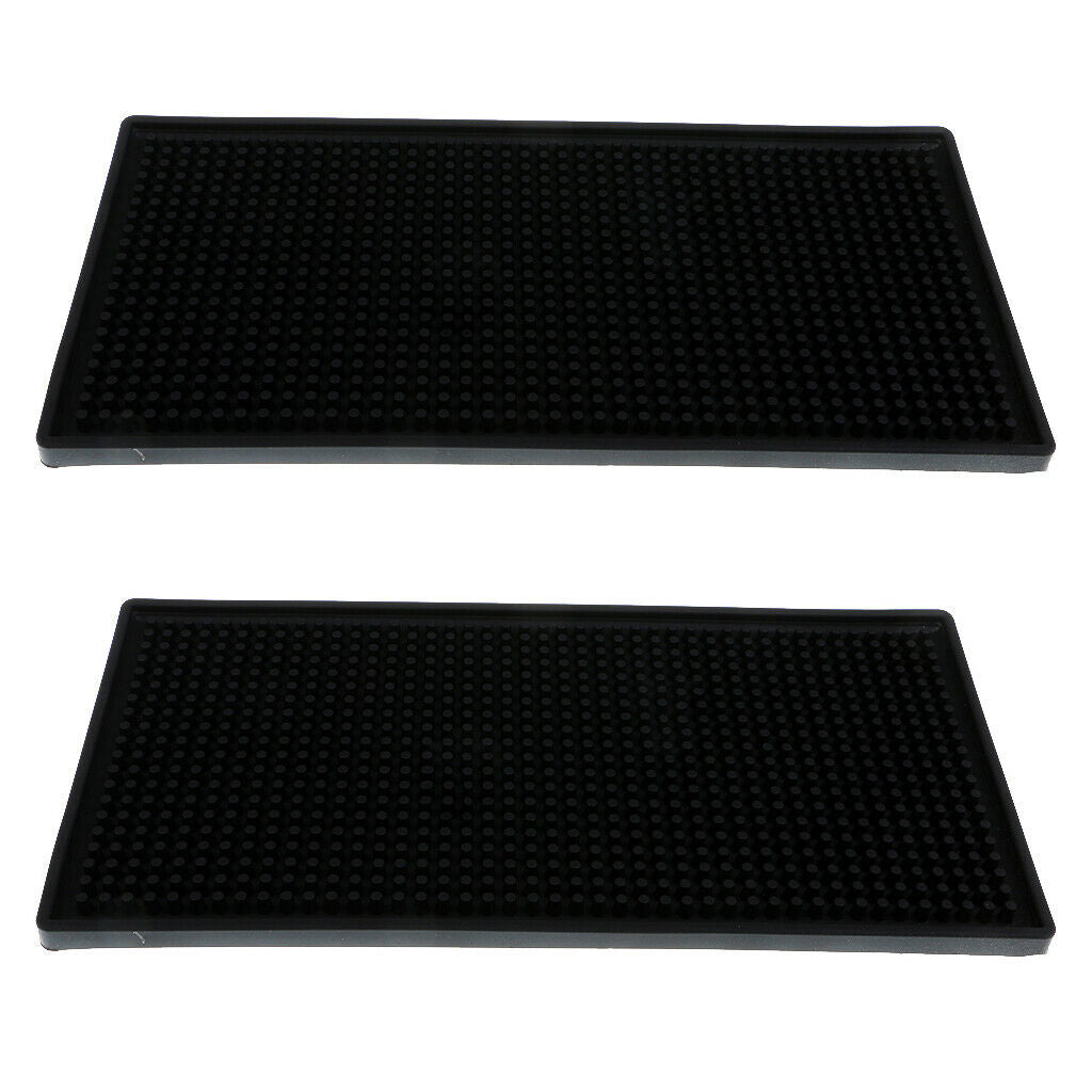 2Pcs Rubber Bar Service Mat Waterproof Bar Mat Cocktail Cup Coaster Home Kitchen