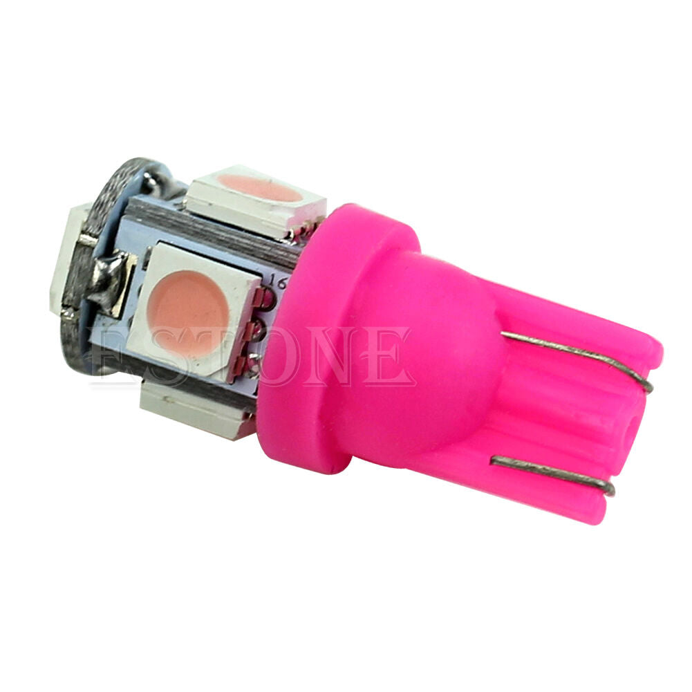 10X T10 5050 5-LED SMD 194 168 W5W Wedge Pink XENON Light Bulb Car Tail Lamp New