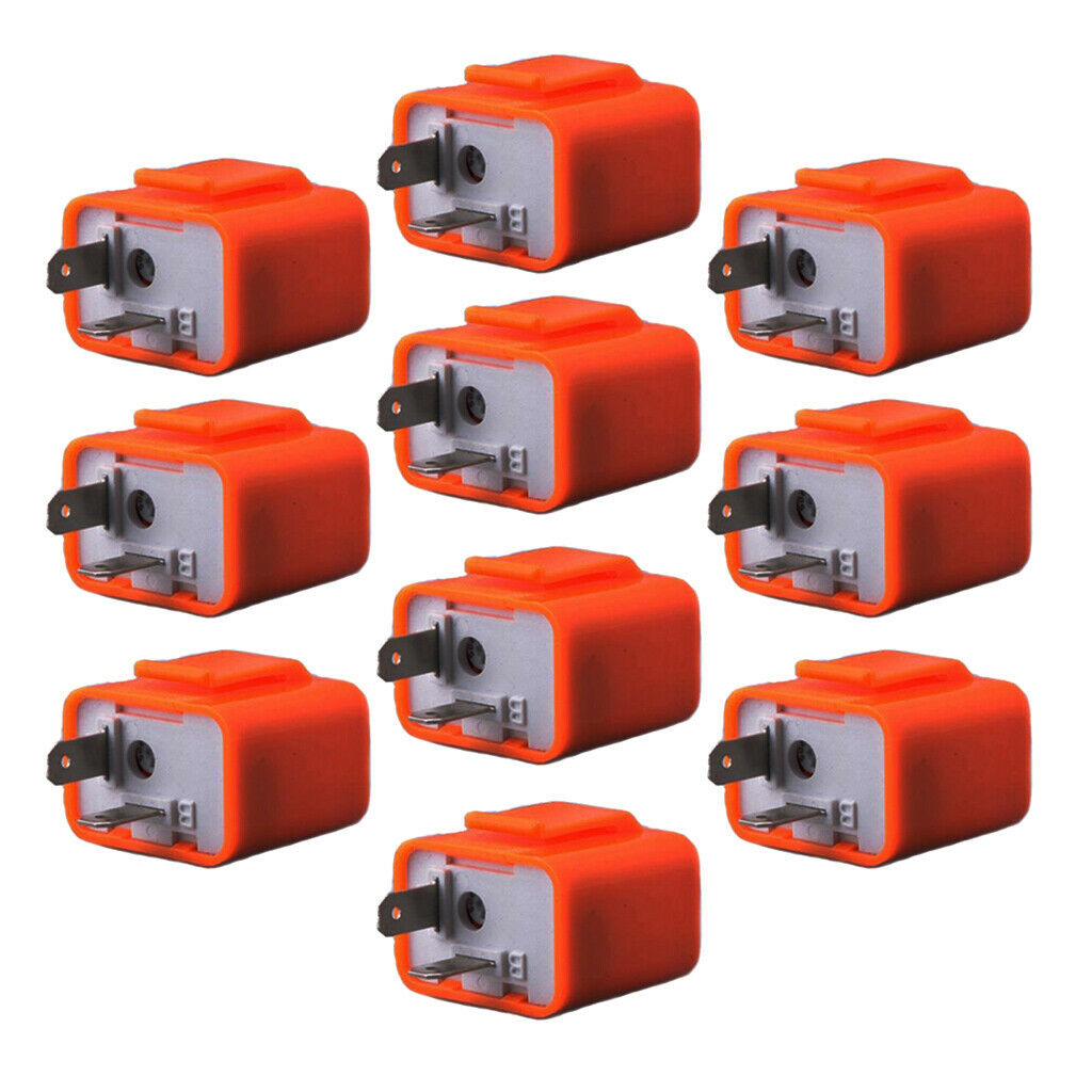 10Pieces 2Pin Adjustable LED Flasher Relay Motorcycle Universal Orange