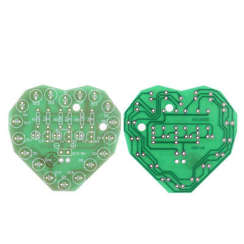1Set Love Heart Shaped Colorful LED Flash Light Kits DIY Electronic Repair Parts