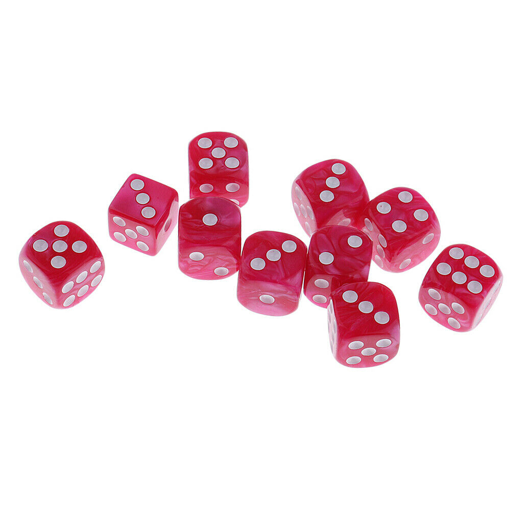20pcs / Pack Opaque Beaded 6 Sided Dice Role Play Game Accessory Pink +