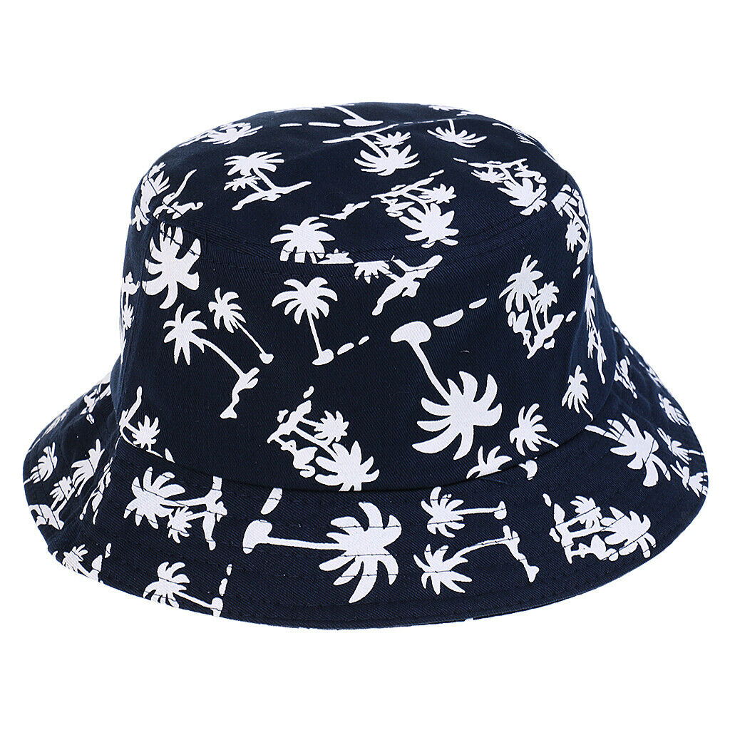 100% Cotton Packable Summer Sunhat Travel Bucket Hat Wide Brim Blue