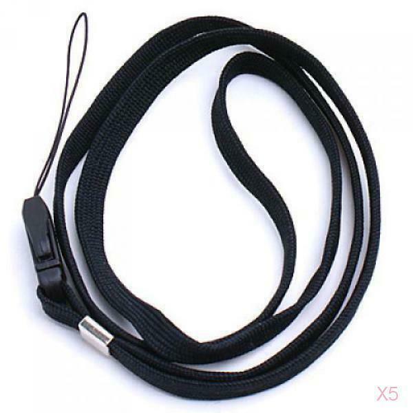 5pcs 16'' Black Neck Strap Lanyard For Mp3 Mp4 Player Camera Phone ID Card
