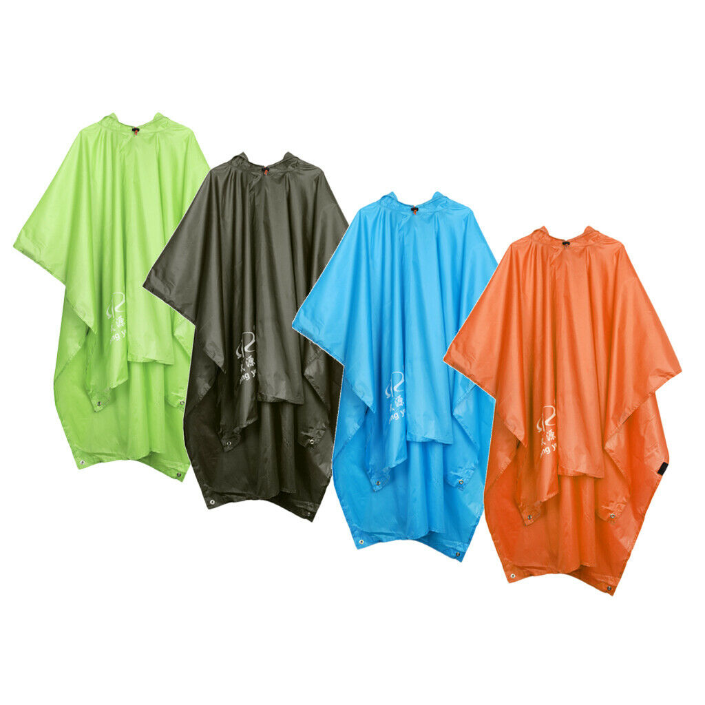 Multifunction Raincoat Poncho Cover Tent Hiking Rainwear Light Green