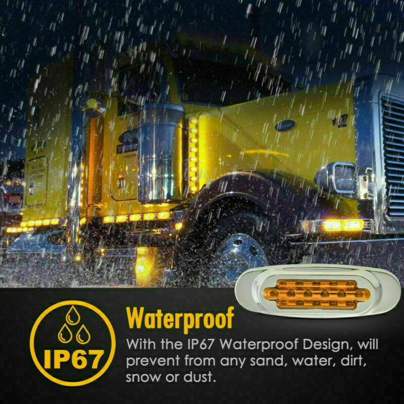 Pack of 10 Amber 16Led Side Marker Boat Trailer Truck Clearance Light 6.5"