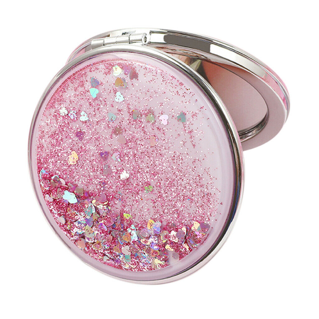 Women Handheld Makeup Mirrors Magnifying Folding Pocket Size Round Mirror