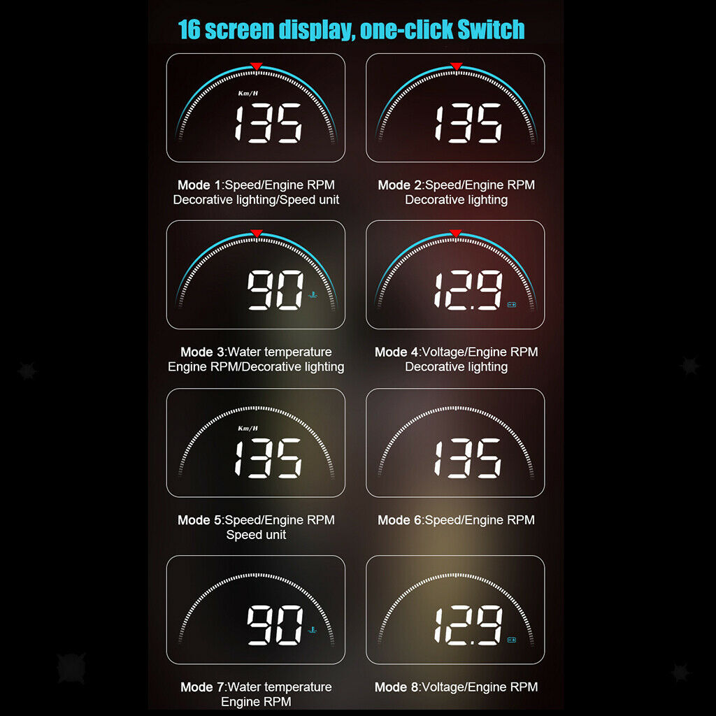 Car-Styling Auto Hud Head Up Display Speed Projector KM/H MPH 3.5x2.1x1inch
