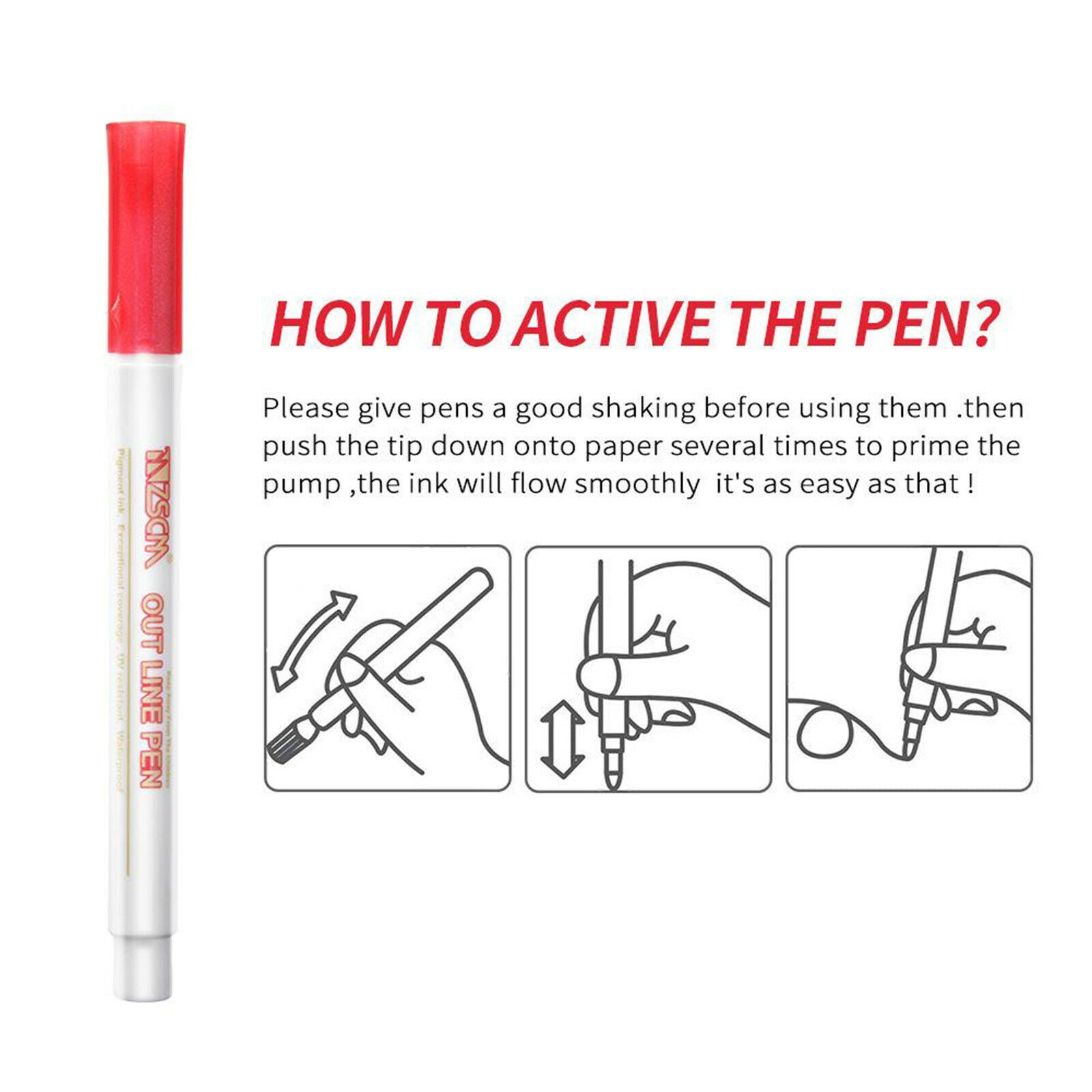 8 Colors Metallic Markers Double Line Outline Pens Writing Drawing Pens Painting