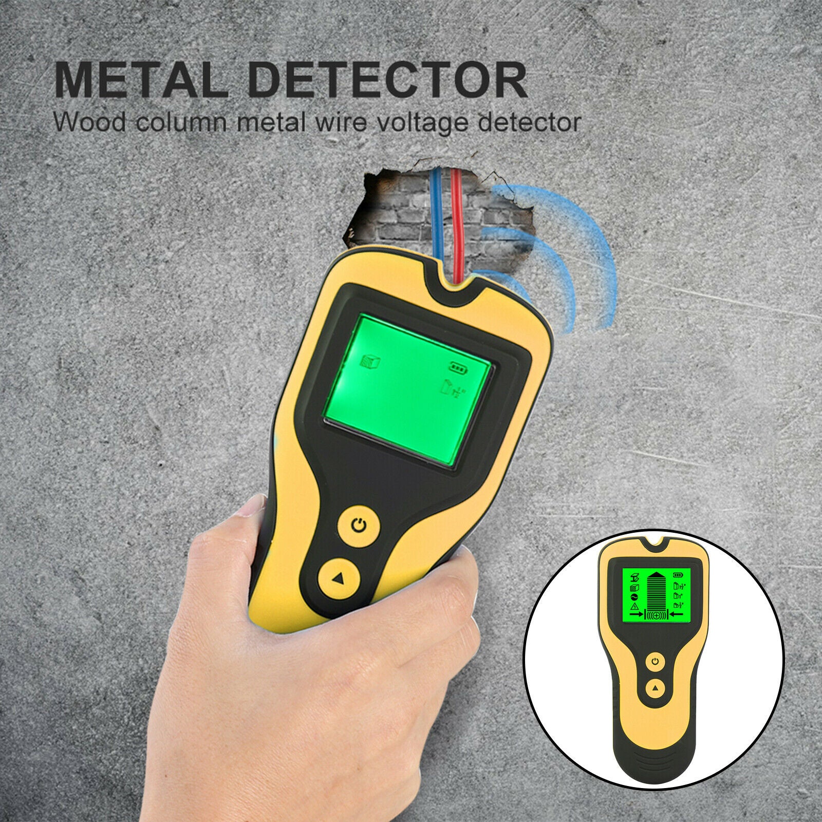 3 1 Multi-Function Stud Detector Wood AC Wire Metal Studs Detection Yellow