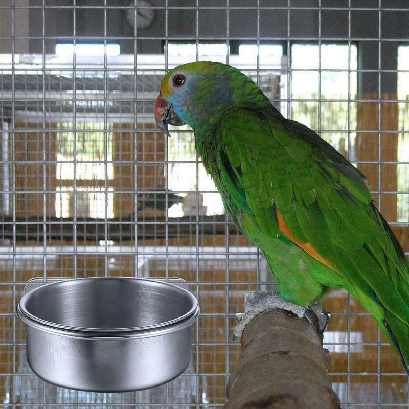 Parrot Feeding Cups Bird Feeder Cup for Cage Stainless Steel for Parakeet Conure
