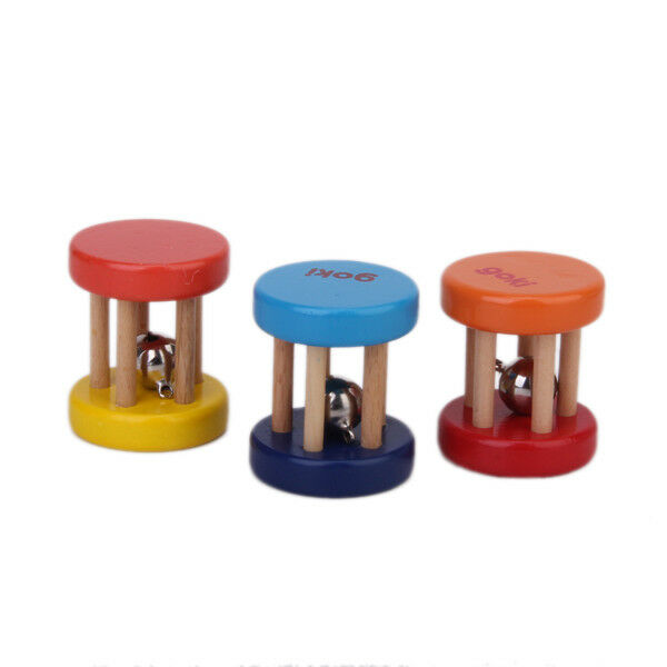 Random 1pc Baby Kids Wooden Cage Rattle Bell Classic Musical Gift Toys
