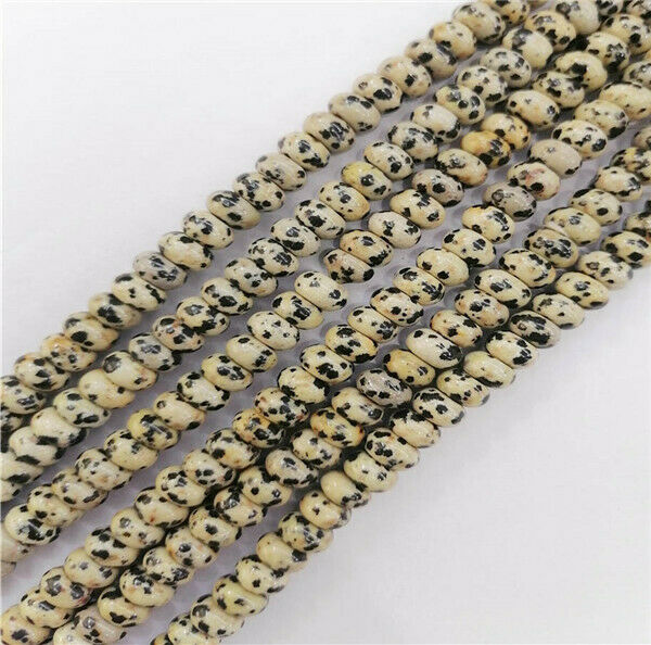 1 Strand 8x5mm Natural Dalmation Jasper Rondelle Abacus Spacer Beads 15" HH9343