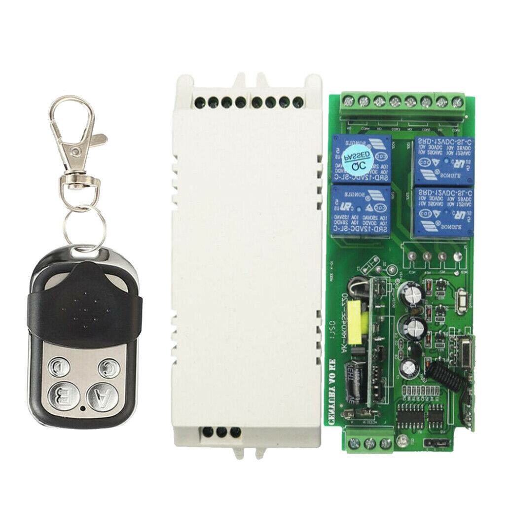 AC 220V Remote Control Switch Wireless Relay Receiver Metal Push Cover 4-key