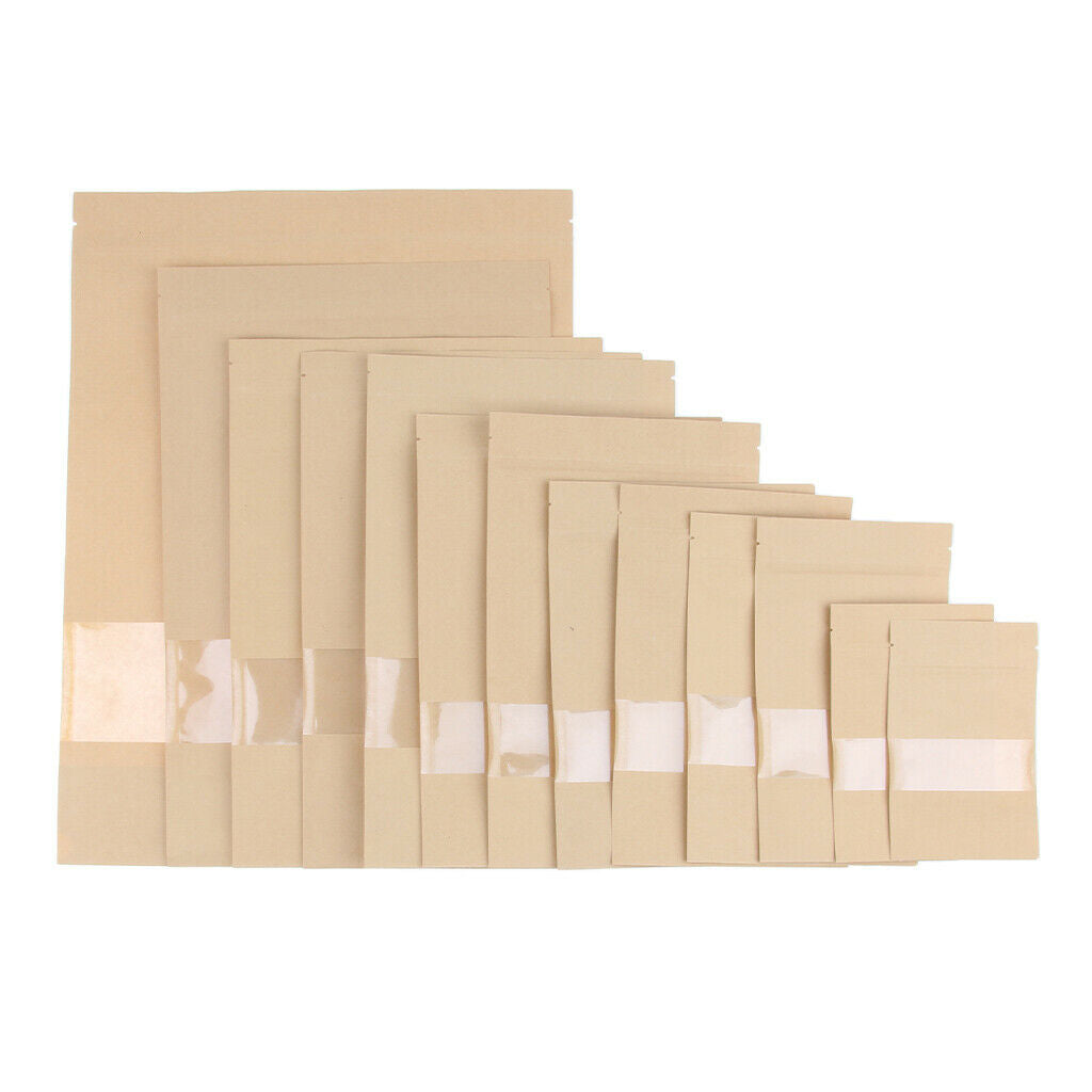 100 Pcs. Kraft Paper Meal Packs, Food Packaging, Flat Bags