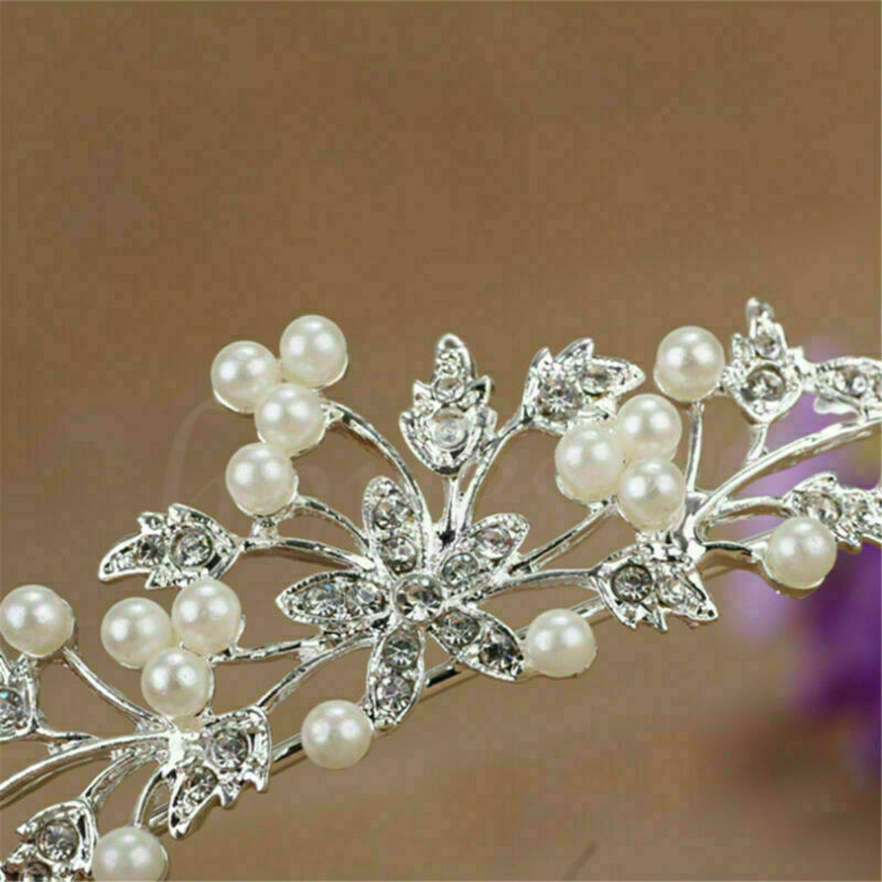 2x Princess Wedding Bridal Prom Rhinestone Crystal Flower Hair Tiara Headband