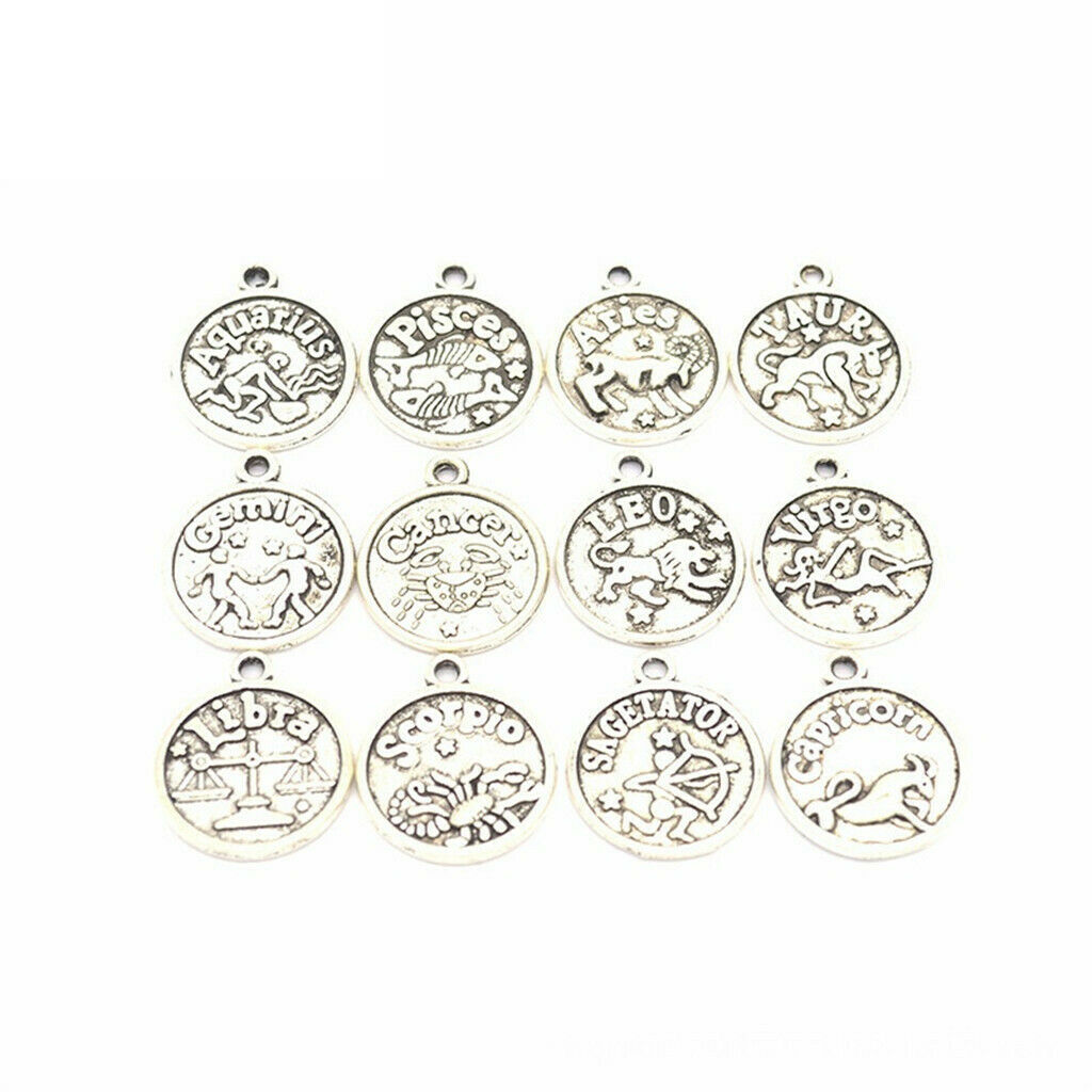 Wholesale 24 Delicate 12 Zodiac Charm Beaded Pendant