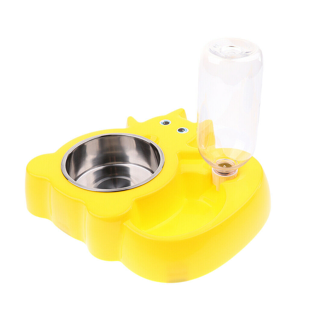 Automatic Feeder Pet Dog Cat Water Drinker Food Bowl Squirrel Yelllow