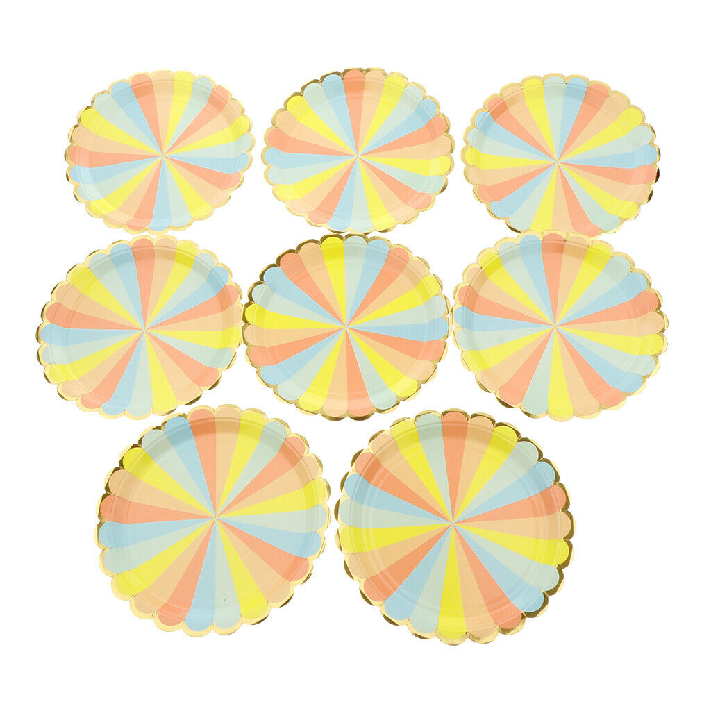 8 Pcs Colorful Flower Petals Disposable Paper Plates Party Decor 23cm
