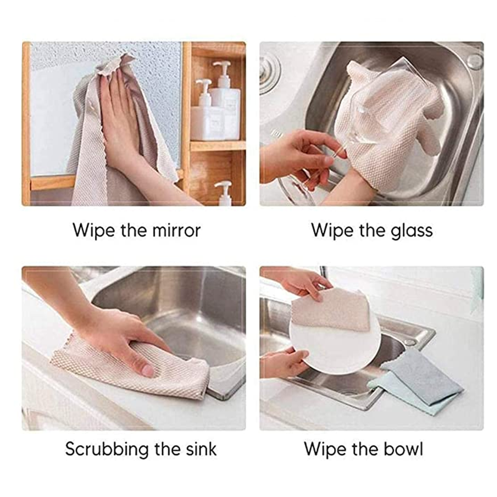 10* Fish Scale Cotton yarn Cleaning Cloths set Window Dish Washing Glass Kitchen