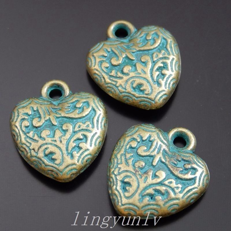 12 Pieces Floral Heart Charms Pendants 17x14x4mm Antiqued Bronze Jewelry 39956