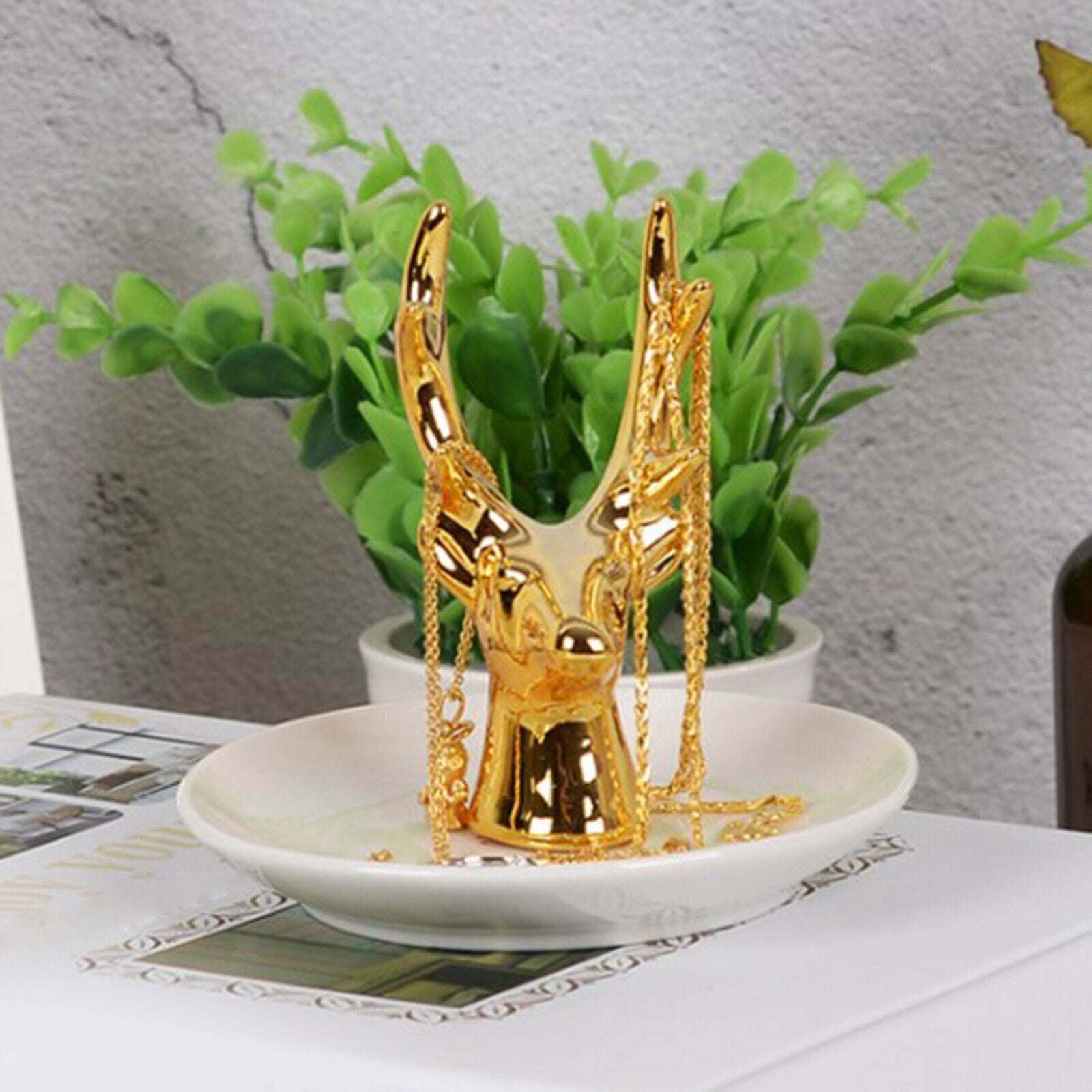 Handmade Deer Jewelry Display Stand Tray Necklace Bracelets Holder Show Rack