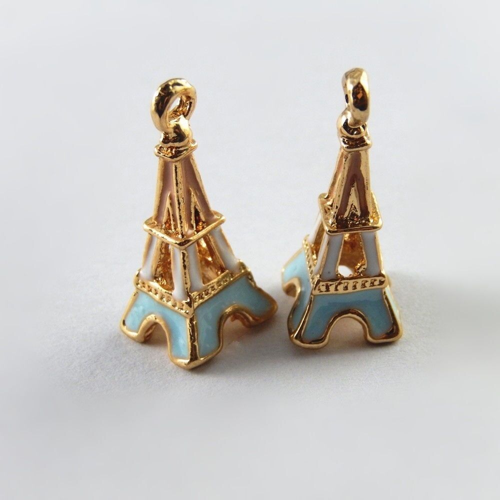 5PCS nice Colorful Alloy Small Eiffel Tower Necklace Pendant Charms