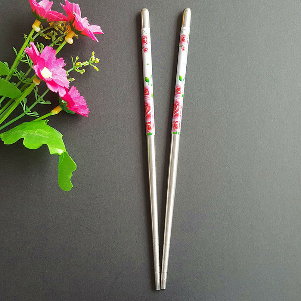 5Pairs Stainless Steel Chopsticks Chop Sticks Beautiful Gift Set Assorted Home