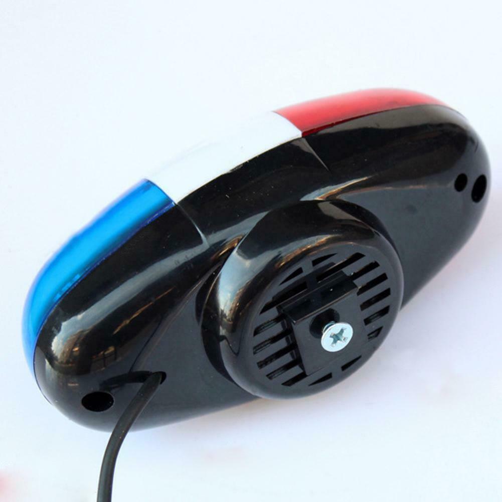 6 LED Bike Police Front Light Warning Siren Cycling Electric Horn Bell @