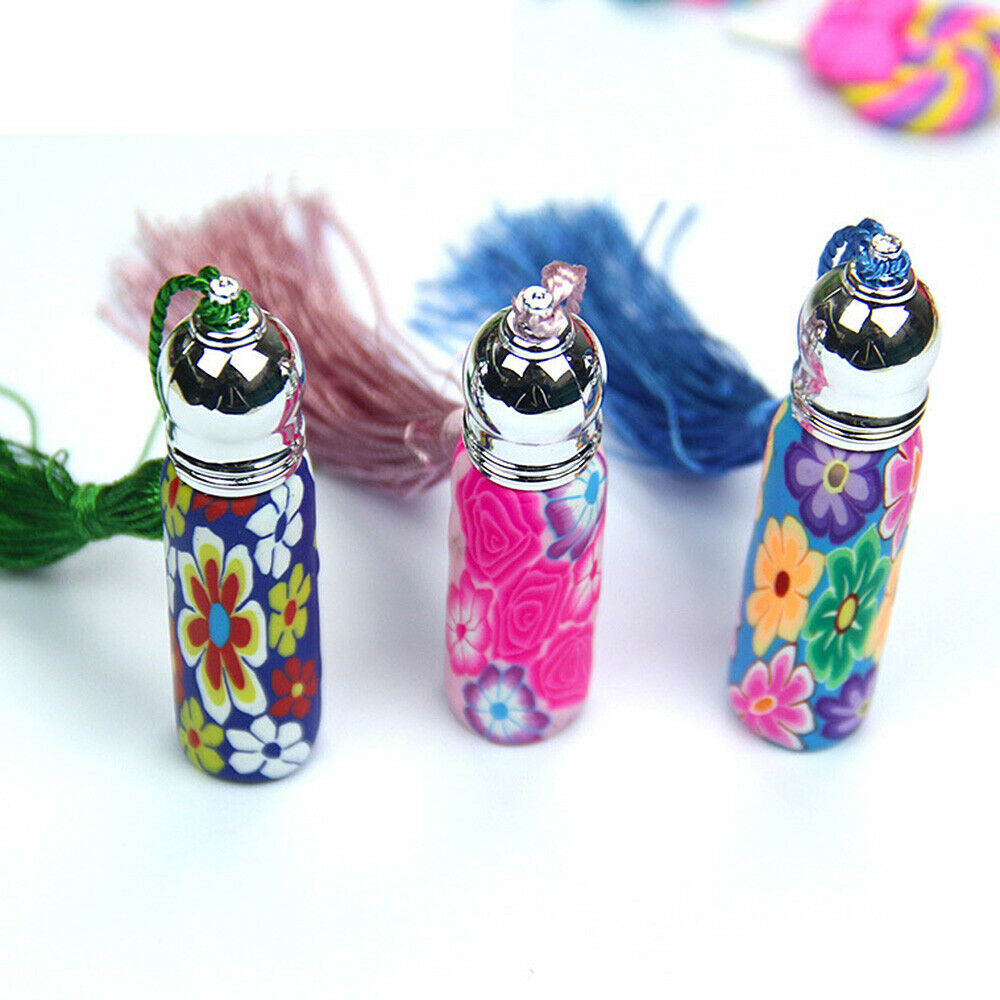 5Pcs 10ml Empty Glass Perfume Essential Oil Bottle Roll on Clay Sample Random