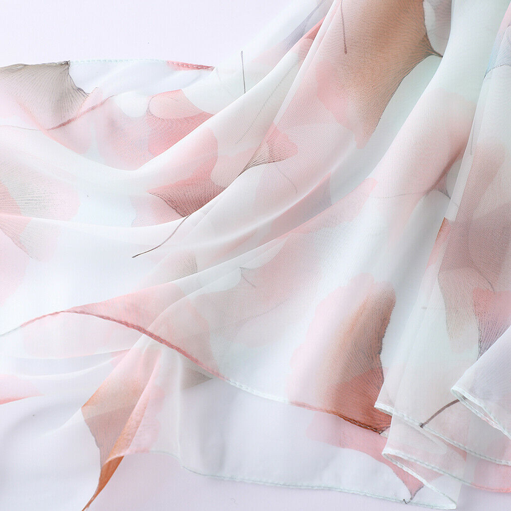 Spring Summer Lightweight Long Scarves Flower Women Shawl Wrap Light Green