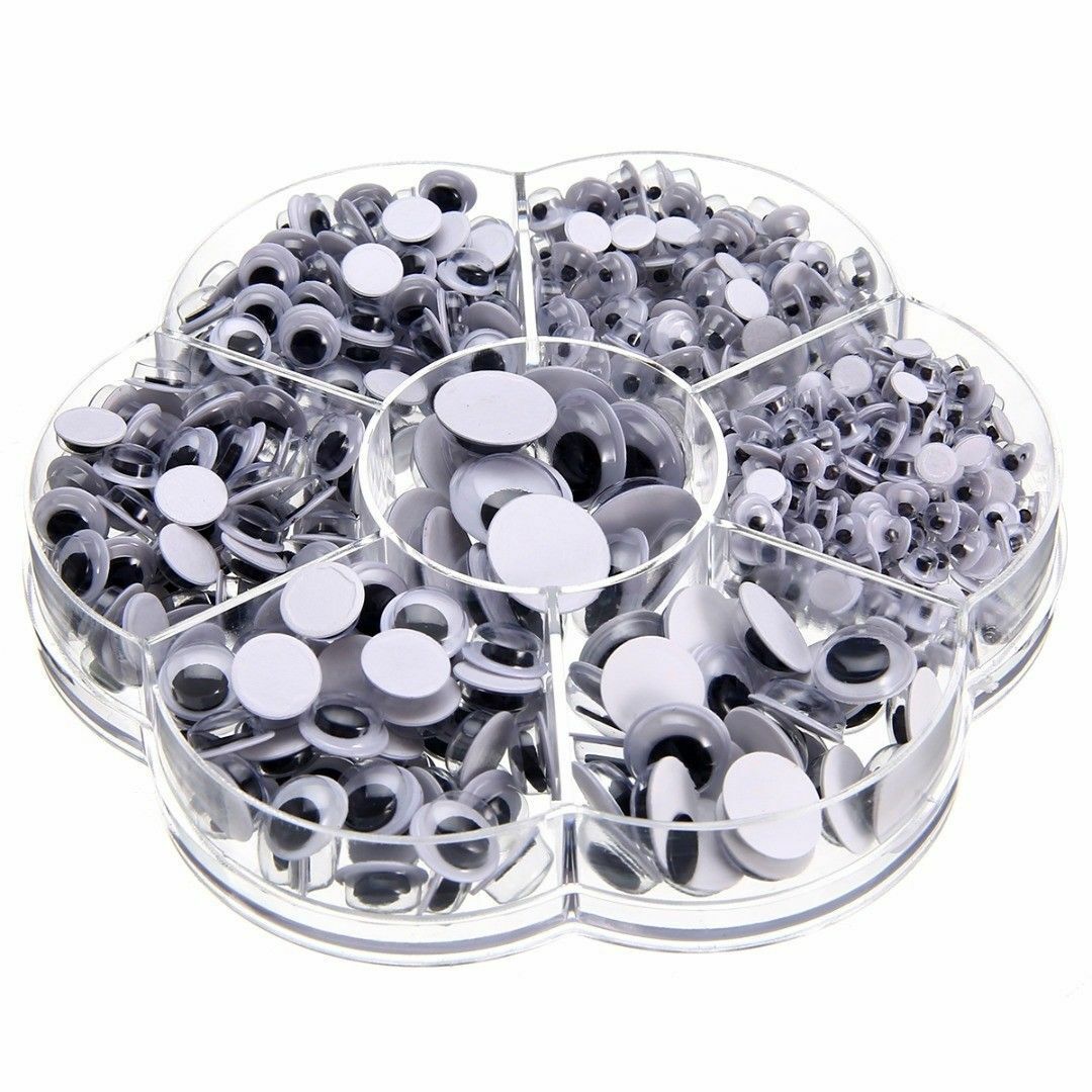 700pcs Sew-on Wiggly Wobbly Googly Eyes Scrapbooking Crafts 4-12mm
