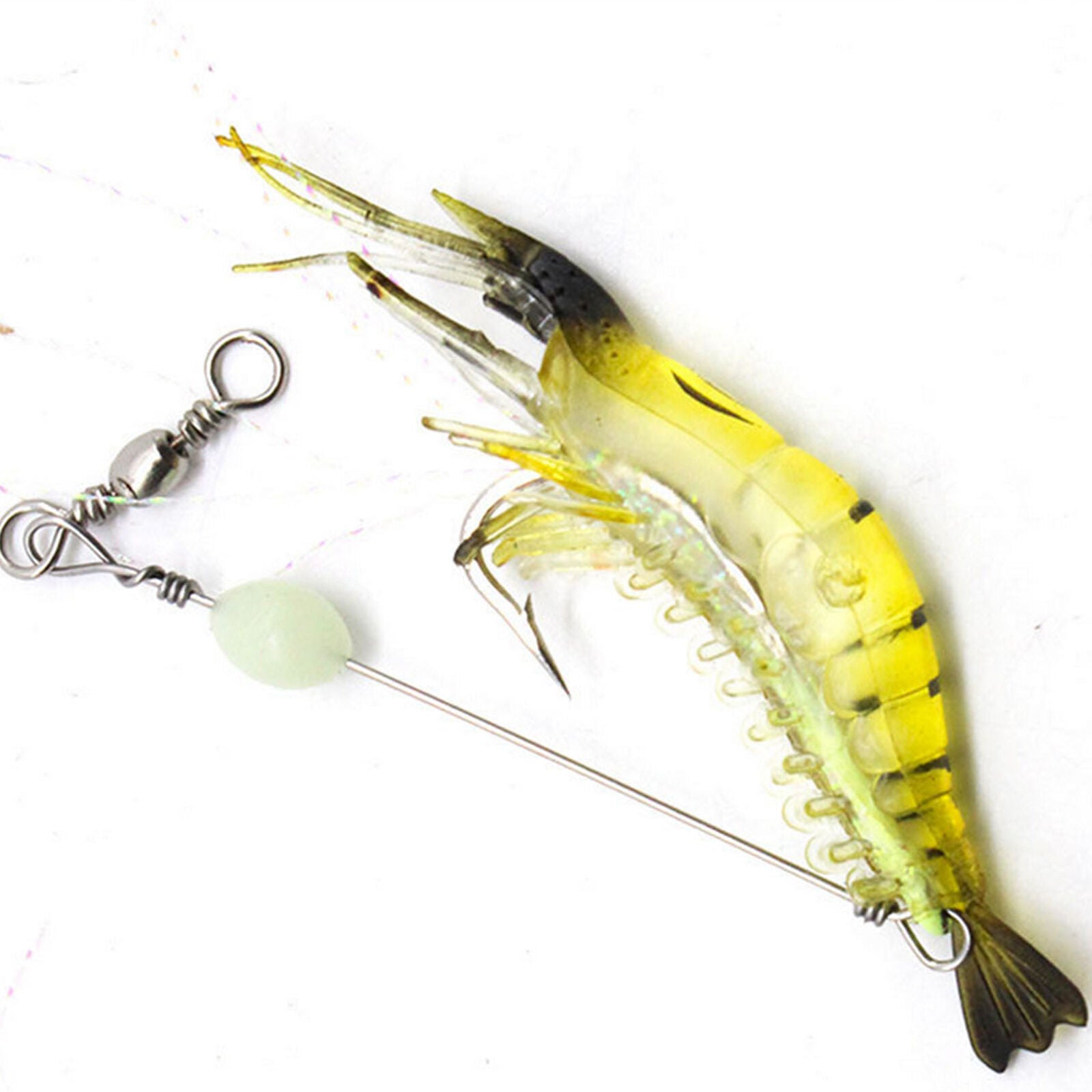 10pcs Soft Shrimp Bait Luminous Silicone Prawn Fishing Lures Hook Bait Saltwater