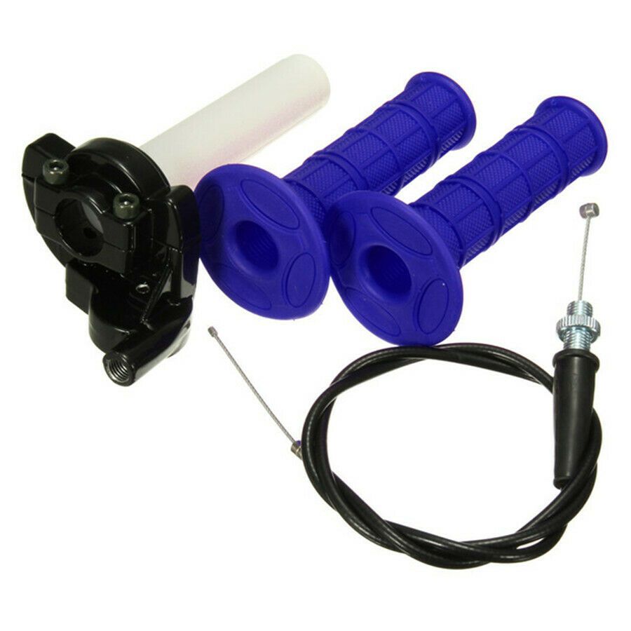 2Pcs 7/8" Universal Motorcycle Blue Left & Right Handle Throttle Clamp Hand Grip