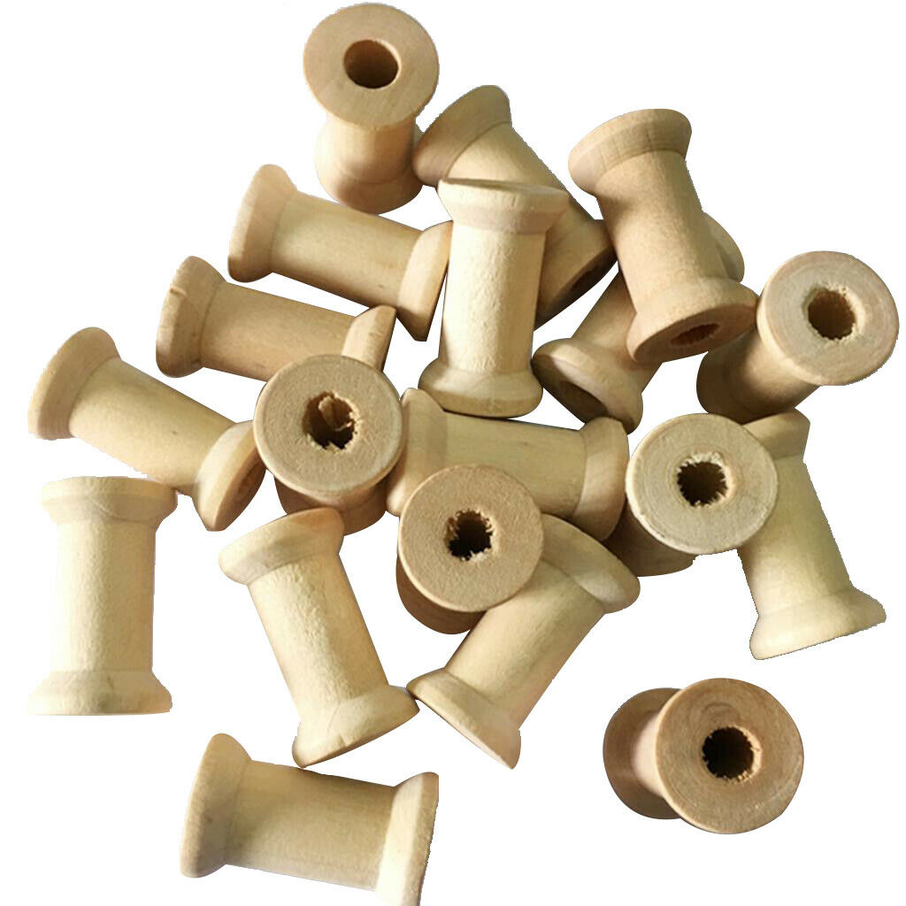20Pcs Wooden Spools Bobbins Wire Coils Embroidery Floss Bobbins Cross Stitch