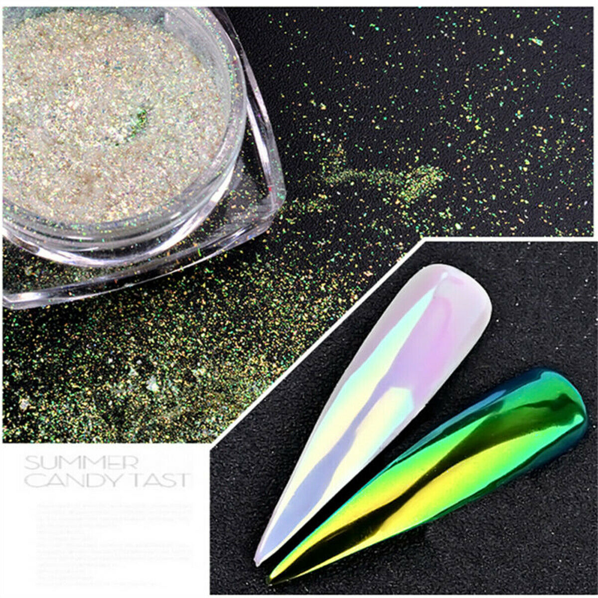 Color-Change Neon Aurora Mermaid Nail Art Glitter Powder Mirror Chrome Pigment