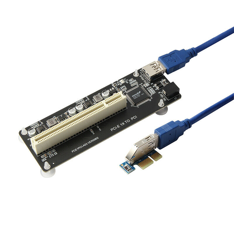PCI-E Express X1 to PCI Riser Extend Adapter Card With USB 3.0 Cable new