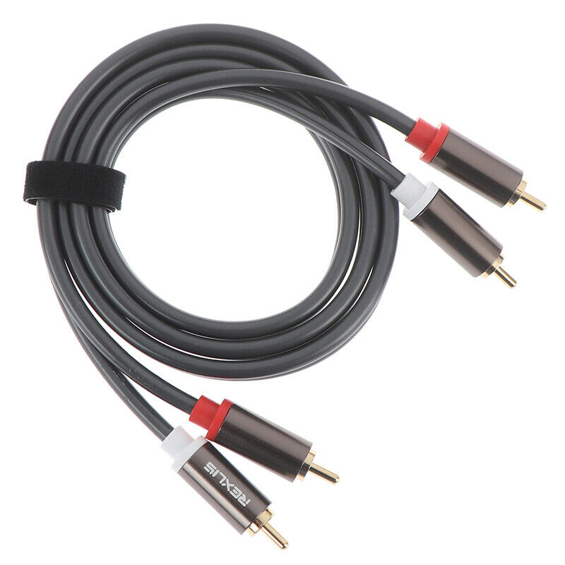 1m 2RCA Male to 2RCA Male Stereo Audio Cable Plated for HDTV DVD VCD Amplif~DD