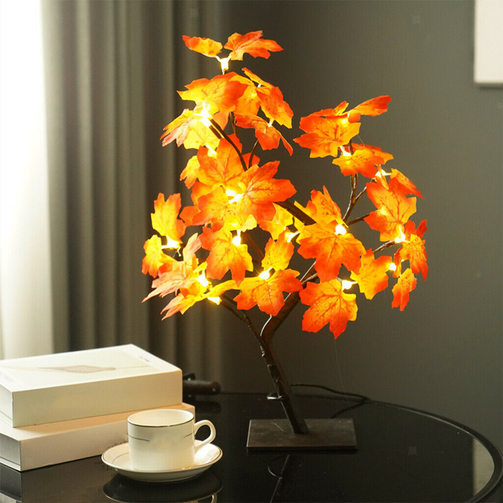 USB Tabletop Lamp Autumn Maple Leaf Tree Light  DIY Wedding Decoration