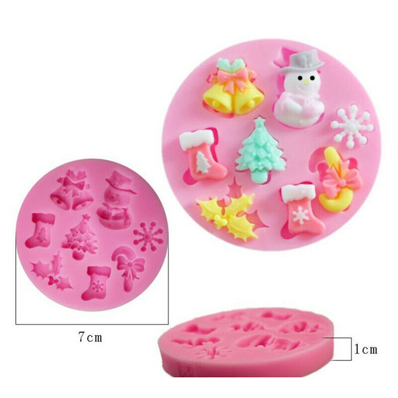 Christmas Snowman Shaped Fondant Silicone Mould Kitchen Baking Chocolate .l8